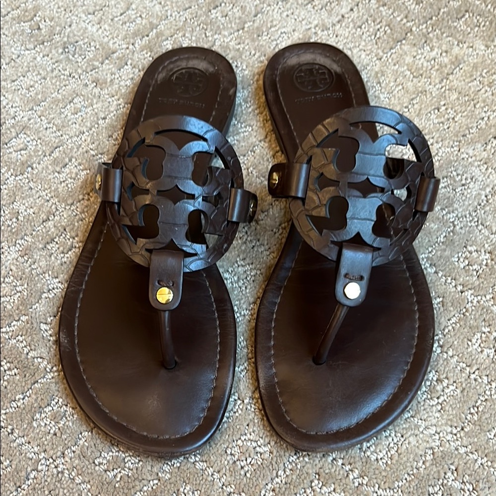 Tory Burch Chocolate Leather Sandals